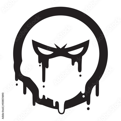 Abstract Mind Control Symbol with Dripping Paint Stencil Effect