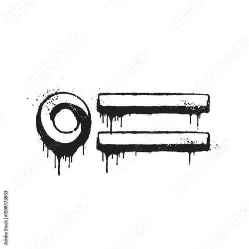Equality Symbol with Dripping Paint, Monochrome Vector Illustrat