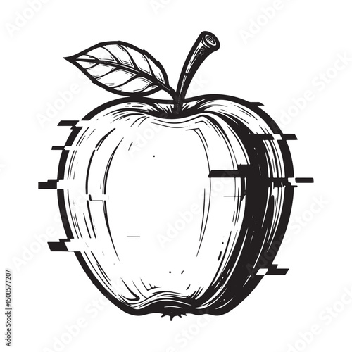 Cyberpunk Dystopian Fruit, Apple of Discord Icon with Glitch Eff