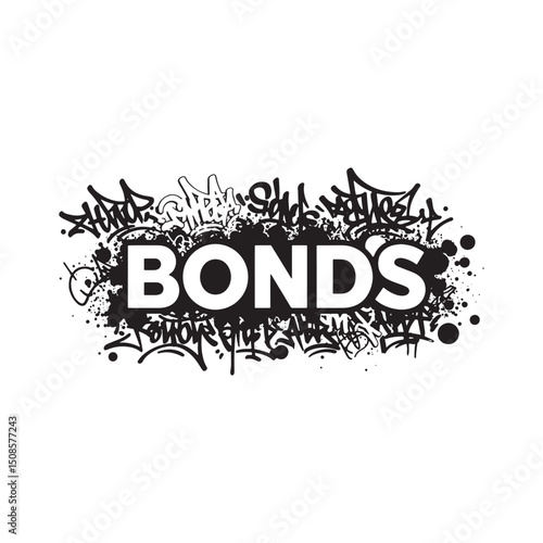 Black and White Bonds Logo with Graffiti - Urban Merchandise Des
