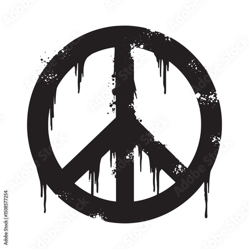 Distressed Wartime Peace Emblem Icon with Dripping Paint Effect