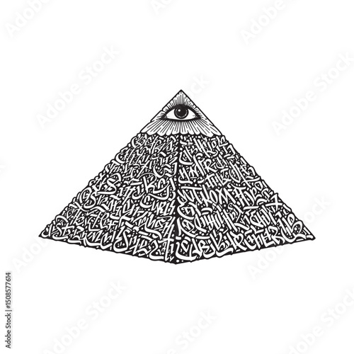 Mystical Eye of Providence Pyramid with Graffiti Artwork Design