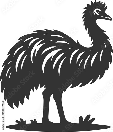 Wild bird silhouette of a emu vector drawing