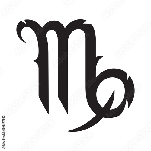 Capricorn Zodiac Sign Icon with Tribal Tattoo Style for Merchand