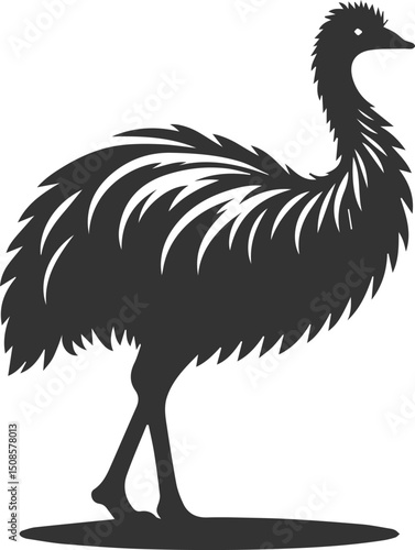 Wild bird silhouette of a emu vector drawing