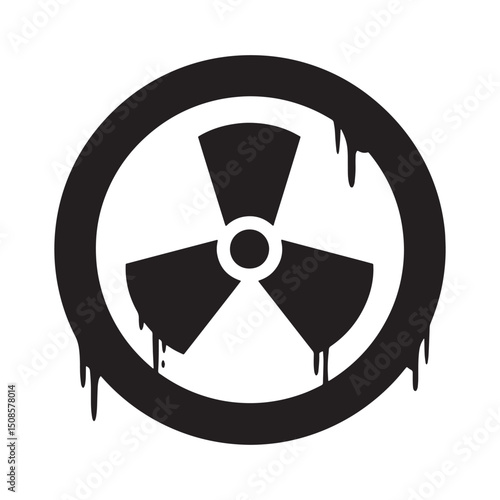 Striking black and white vector of a dripping radioactive hazard