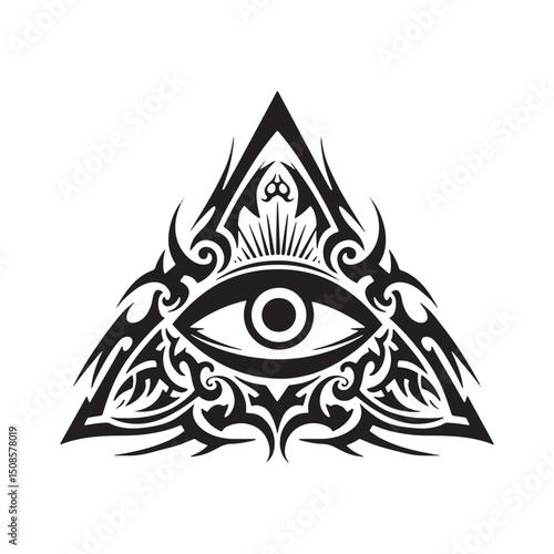 Illuminati Eye of Providence Tribal Tattoo Style Vector Design A