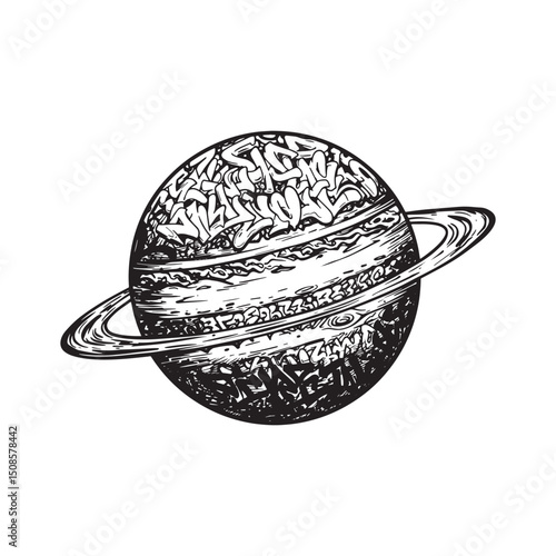 Stylized planet jupiter adorned with graffiti vector illustratio