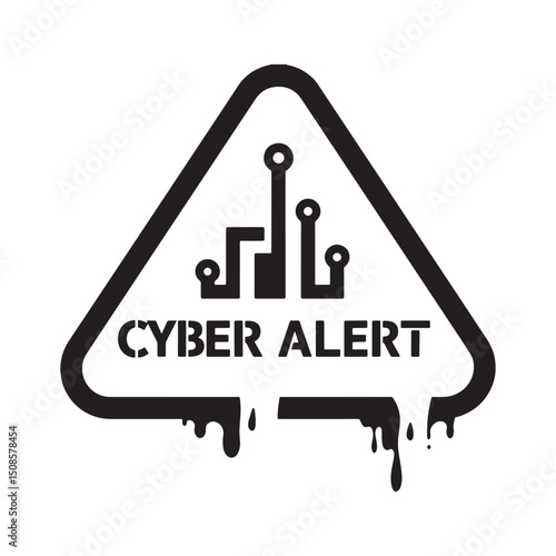 Cyber Alert Stencil Vector Design for Merchandise and Apparel Pr