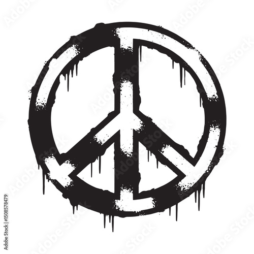 Stencil Art, Dripping Paint Peace Symbol - A Vector for Protest