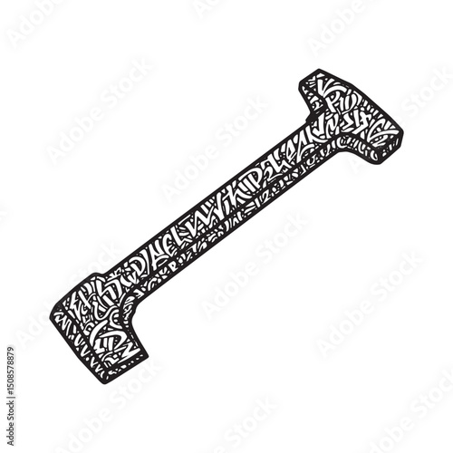 Black and White Pry Bar Graffiti Vector Illustration for Merchan