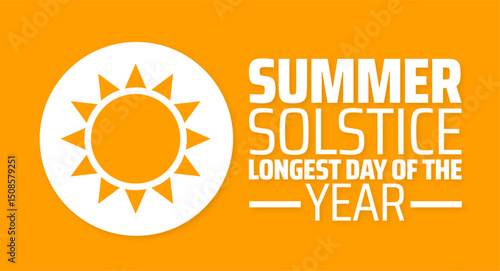 summer solstice longest day of the year background banner or poster design template. observed every year in June. Holiday concept. Use to any Template, card, poster, placard, template.