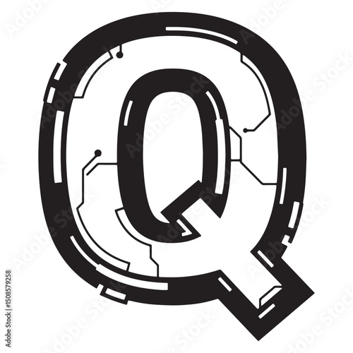 Cyberpunk Rational Number Icon, Black and White Vector Apparel P