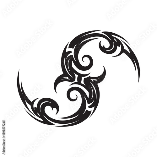 Gankyil Symbol with Tribal Tattoo Style for Apparel and Merchand