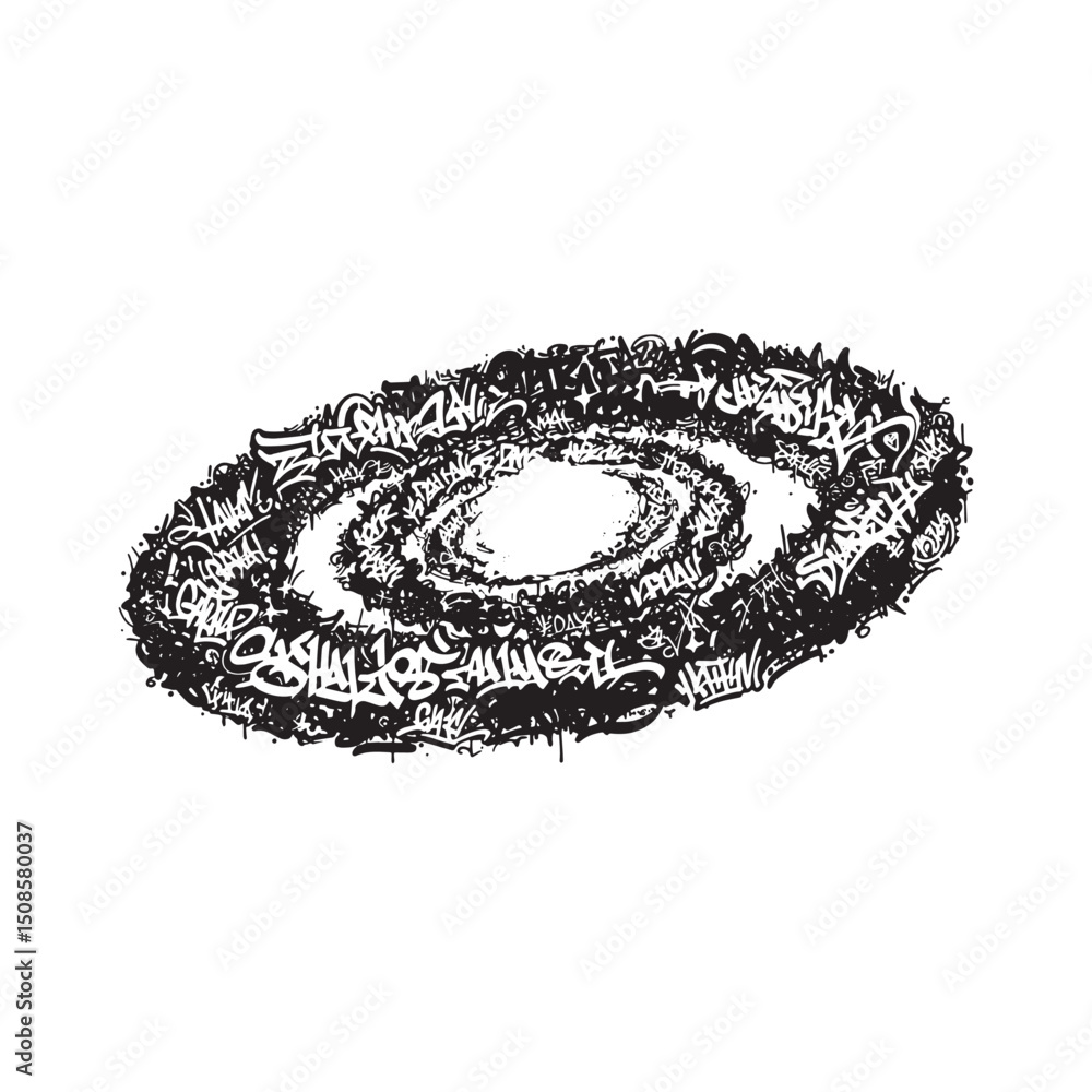 Obraz premium Abstract Galaxy Black and White Graffiti Style Vector Graphic Il