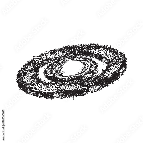 Abstract Galaxy Black and White Graffiti Style Vector Graphic Il