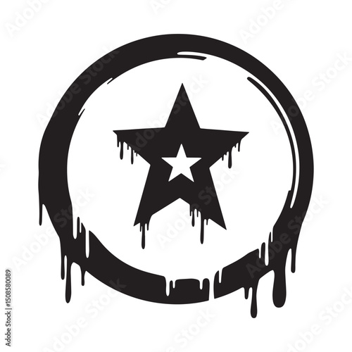 Distressed Republican Star Symbol with Dripping Paint Vector Gra