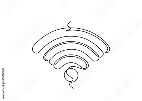 Continuous linear drawing of WI-FI signal icon. One line drawing background, Internet, network, wireless concept line art, editable outline.
