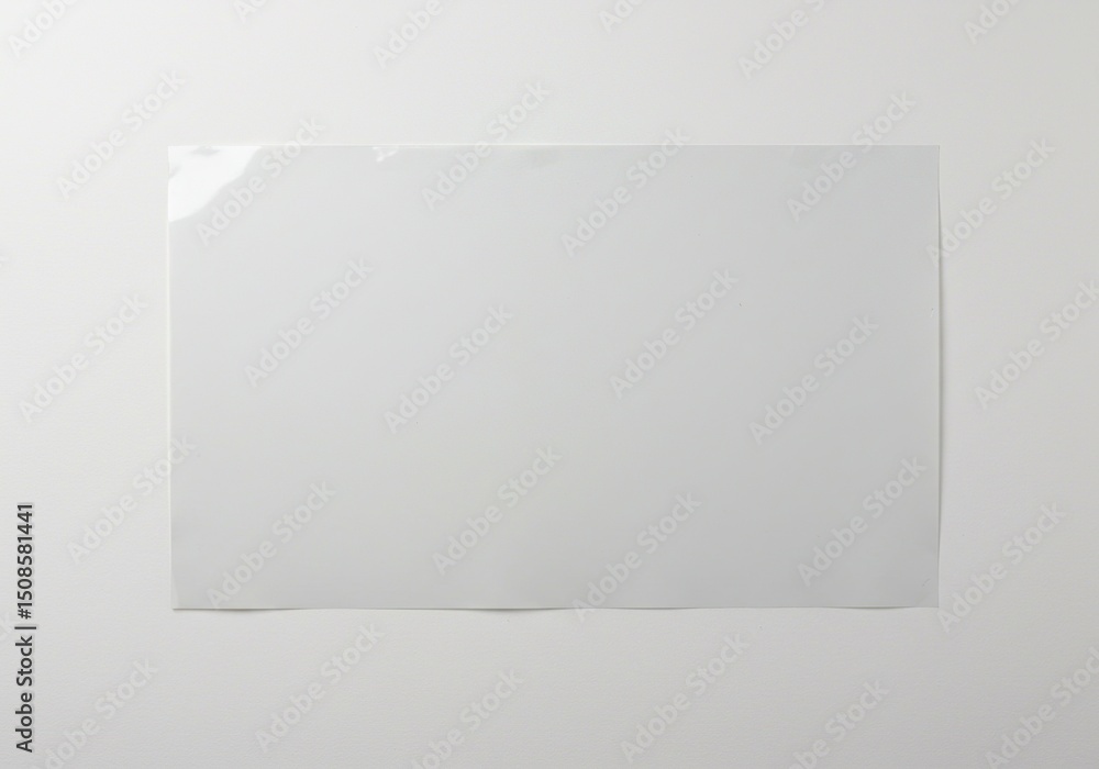 Blank, rectangular, translucent sheet of paper on a white surface Blank, rectangular, translucent sheet of paper on a white surface