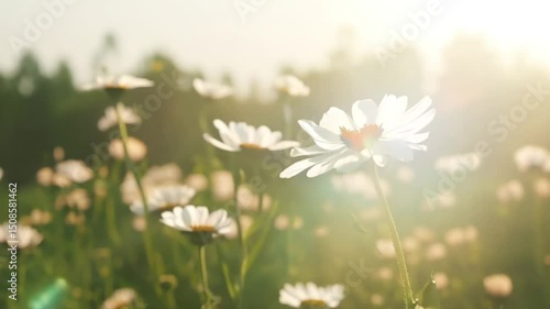 Flowers swaying in a gentle breeze background