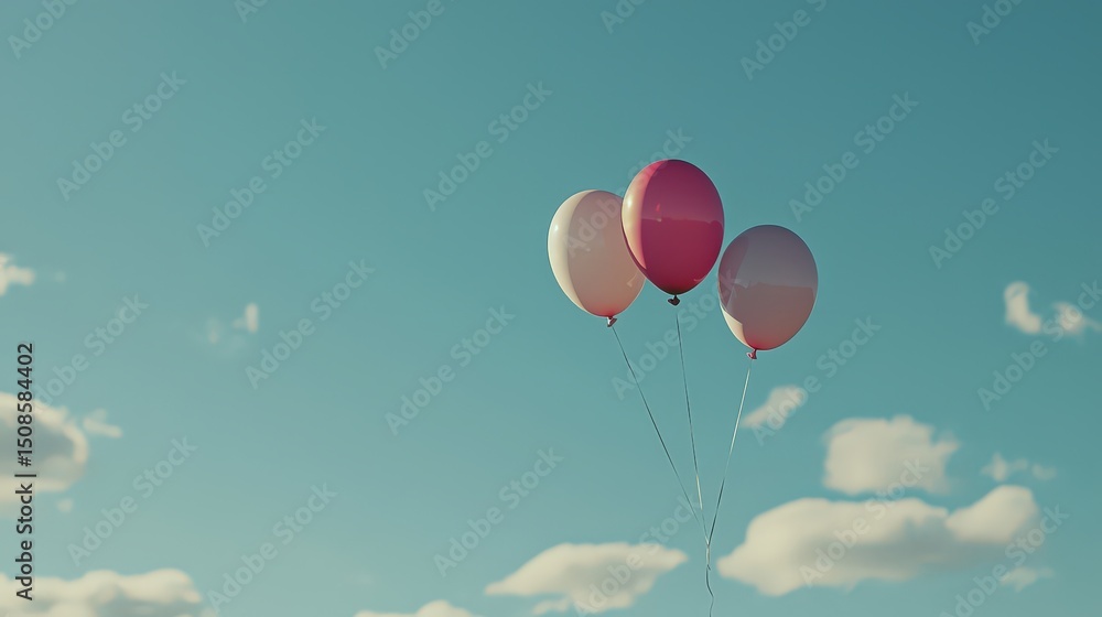 Obraz premium Colorful balloons floating against a light blue sky outdoor celebration photography daytime vibrant atmosphere