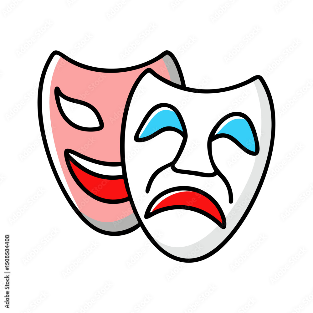 Comedy and tragedy masks (colorful). Comedy and tragedy masks (colorful).