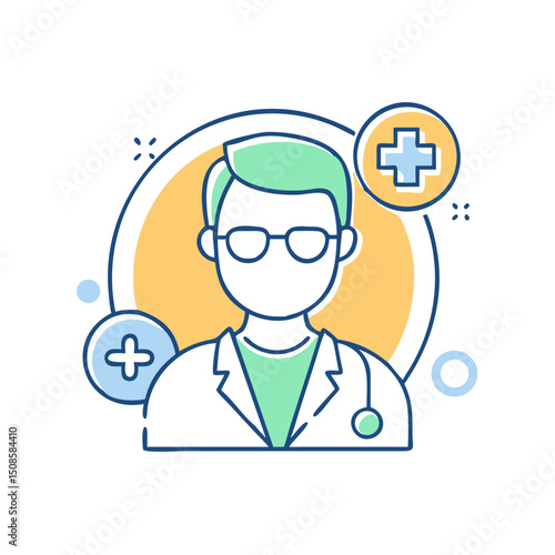 Male doctor with glasses.