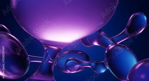 abstract purple background with bubbles.Abstract Purple & Blue Liquid Forms: Glowing Organic Shapes.