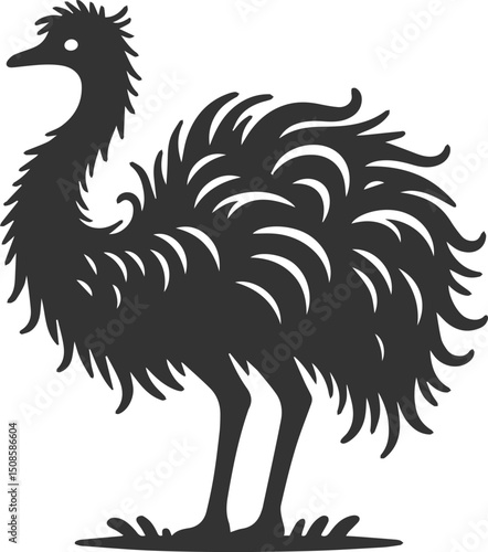 Wild bird silhouette of a emu vector drawing