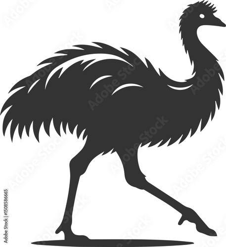 Wild bird silhouette of a emu vector drawing