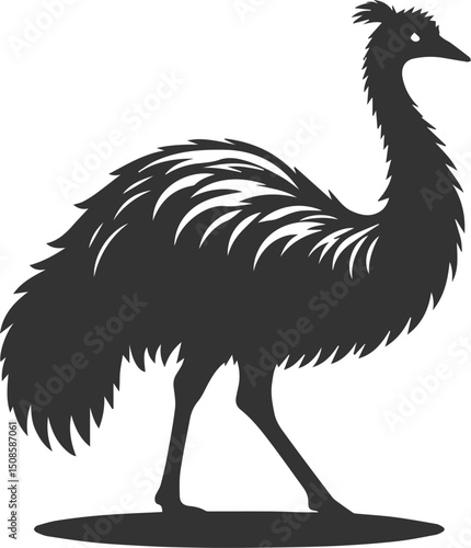 Wild bird silhouette of a emu vector drawing