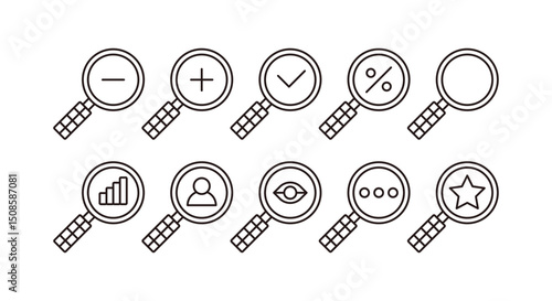 10 Search Monoline Icons – Minimal Vector Set for UI, Web, and Mobile Interfaces