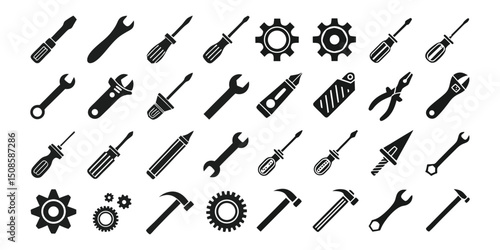 Vector tools collection. Tool icon set. Working tools. Tool kit icons. Working tools set. Tools and gears