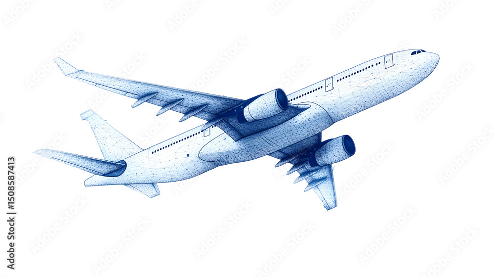 Fototapeta premium Airplane with dotted line route. flying plane with twisted, curved and straight dashed trace path. transparent png and vector illustration.