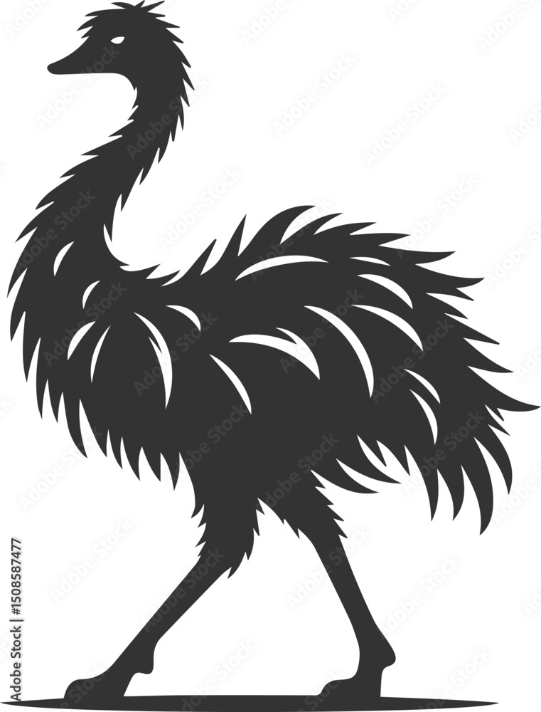 Obraz premium Wild bird silhouette of a emu vector drawing