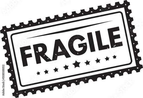 Fragile Shipping Stamp Vector with Red Bold Font