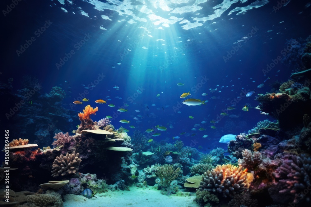 Naklejka premium Deep underwater outdoors nature ocean.