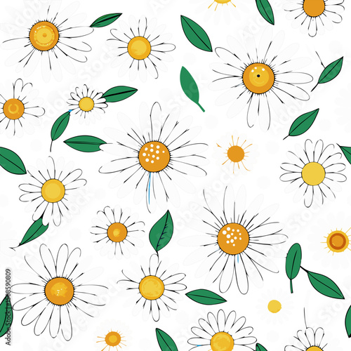 seamless pattern with camomiles
