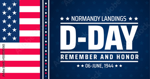 d day, or normandy landings background banner or poster design template. observed every year in June. Holiday concept. Use to any Template, card, poster, placard, template.
