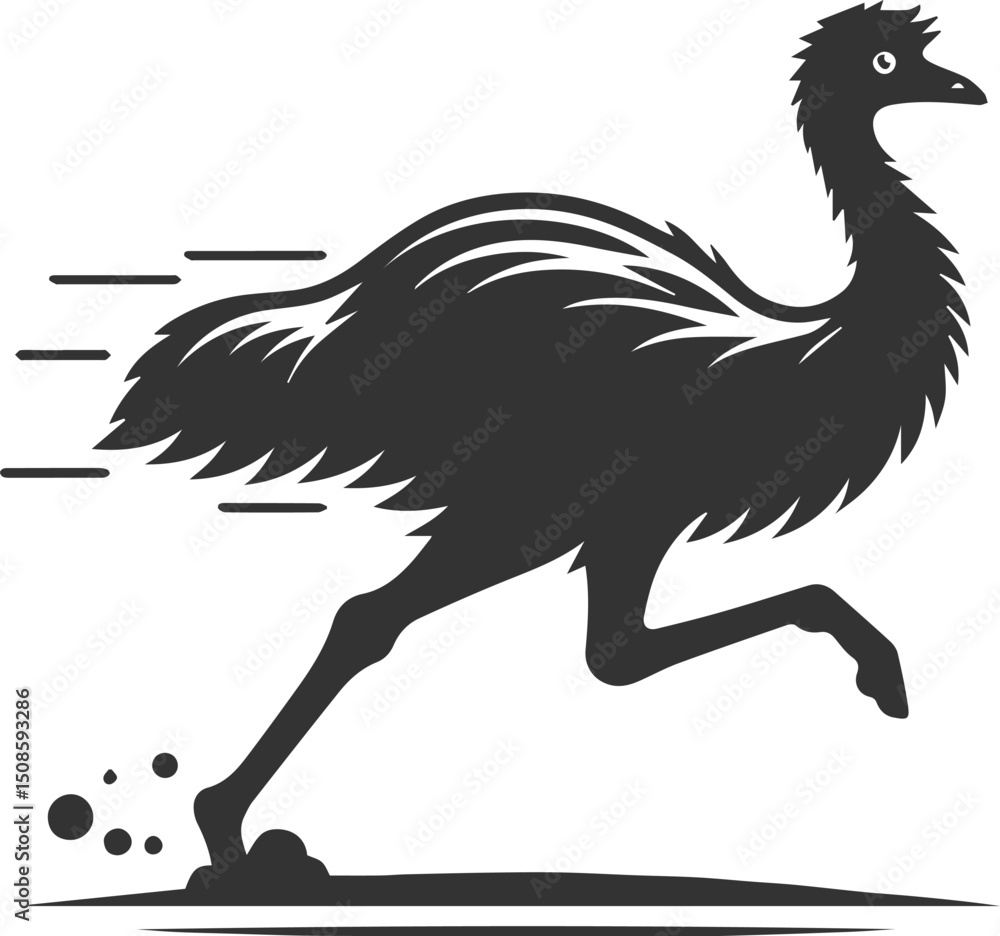 Obraz premium Wild bird silhouette of a emu vector drawing