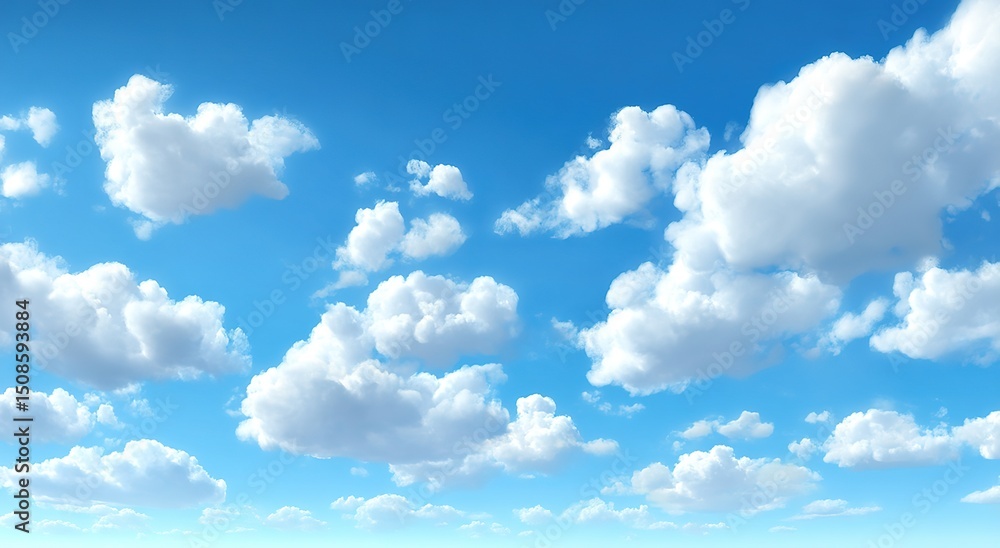 Fototapeta premium Wide Shot Of A Clear Blue Sky With Fluffy Clouds