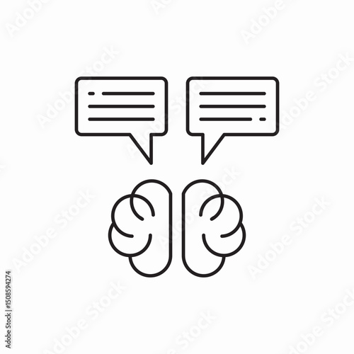 brain chat communication message bubbles icon vector sign