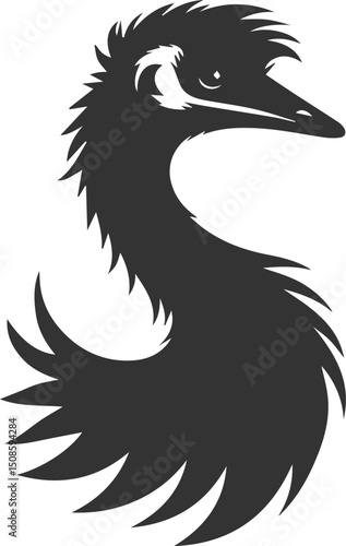 Wild bird silhouette of a emu vector drawing