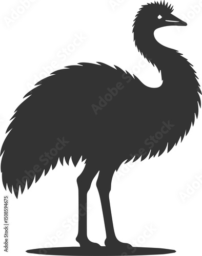 Wild bird silhouette of a emu vector drawing