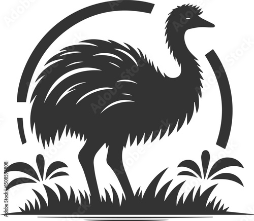 Wild bird silhouette of a emu vector drawing