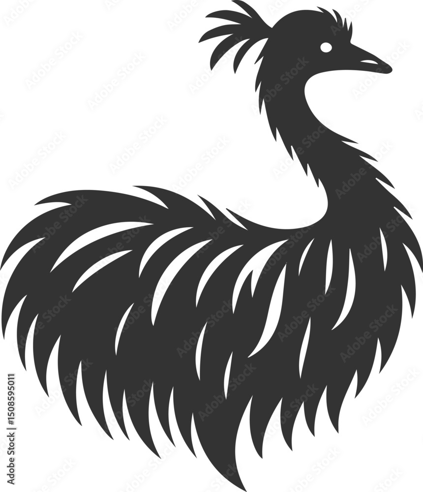 Obraz premium Wild bird silhouette of a emu vector drawing