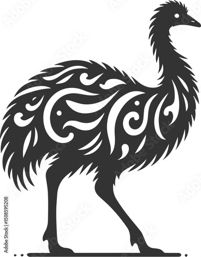 Wild bird silhouette of a emu vector drawing