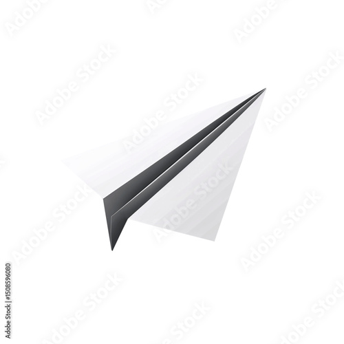 Minimal 3D paper airplane on transparent background. Vector