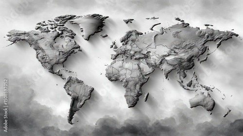 Fototapeta Naklejka Na Ścianę i Meble -  Gray world map texture