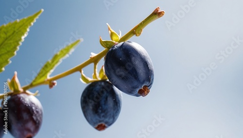 Honeyberry blue white background haskap berry commercial photo